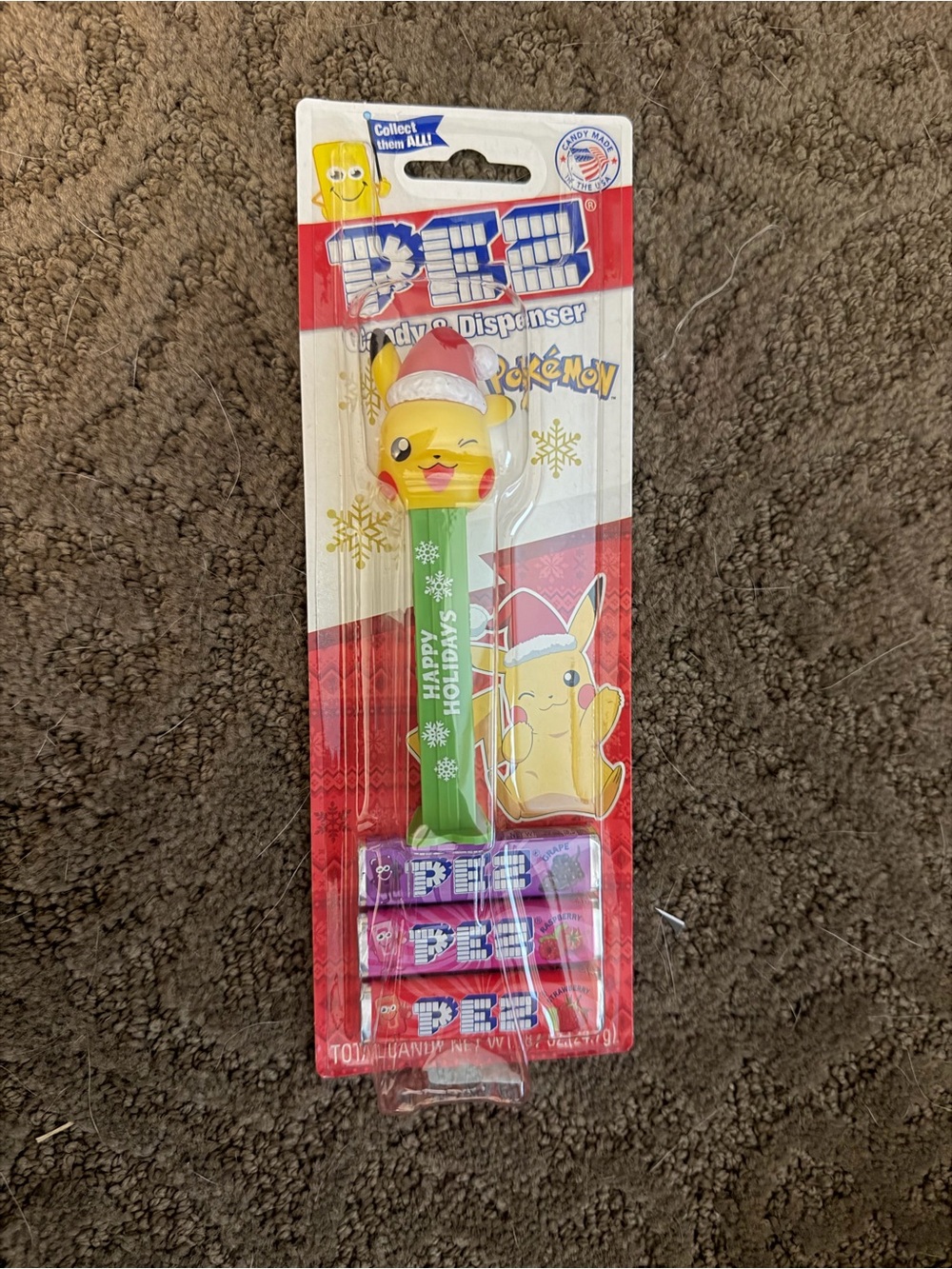 Pikachu Happy Holidays PEZ Candy & Dispenser NIB